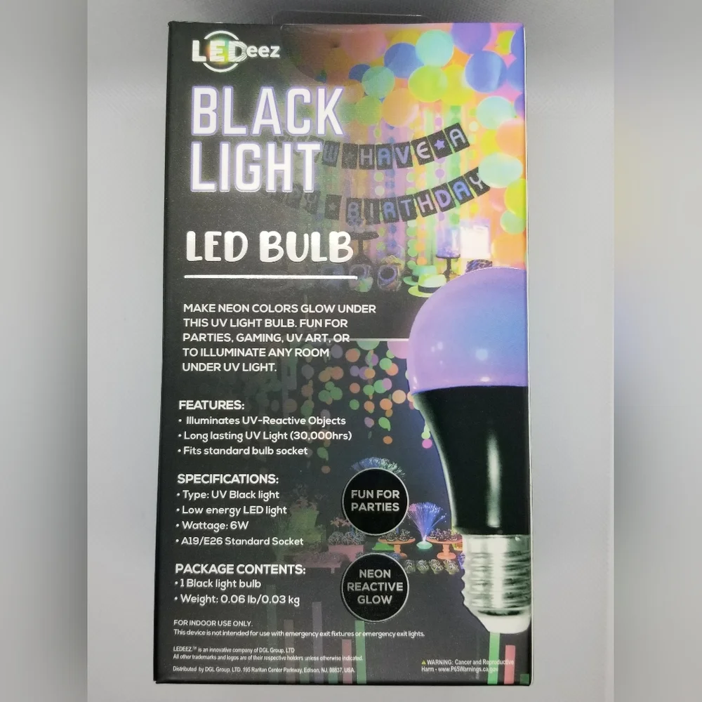 LEDeez Black Light LED Bulb 40W Equivalent NEW